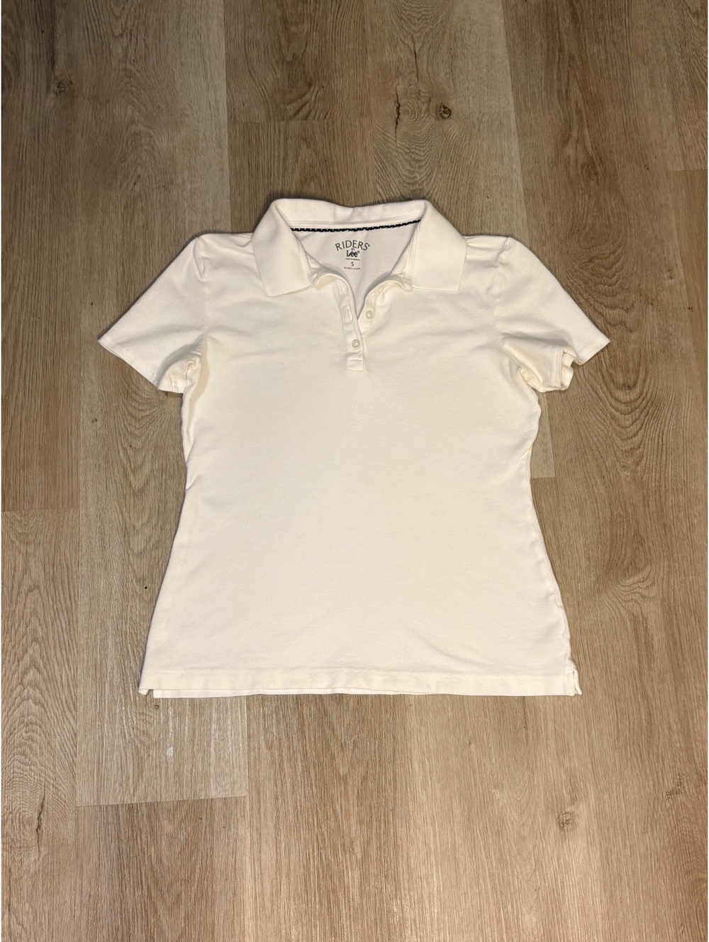 Riders by Lee White Polo Shirt Size Small Short Sleeve Preppy Y2K Sporty Chic